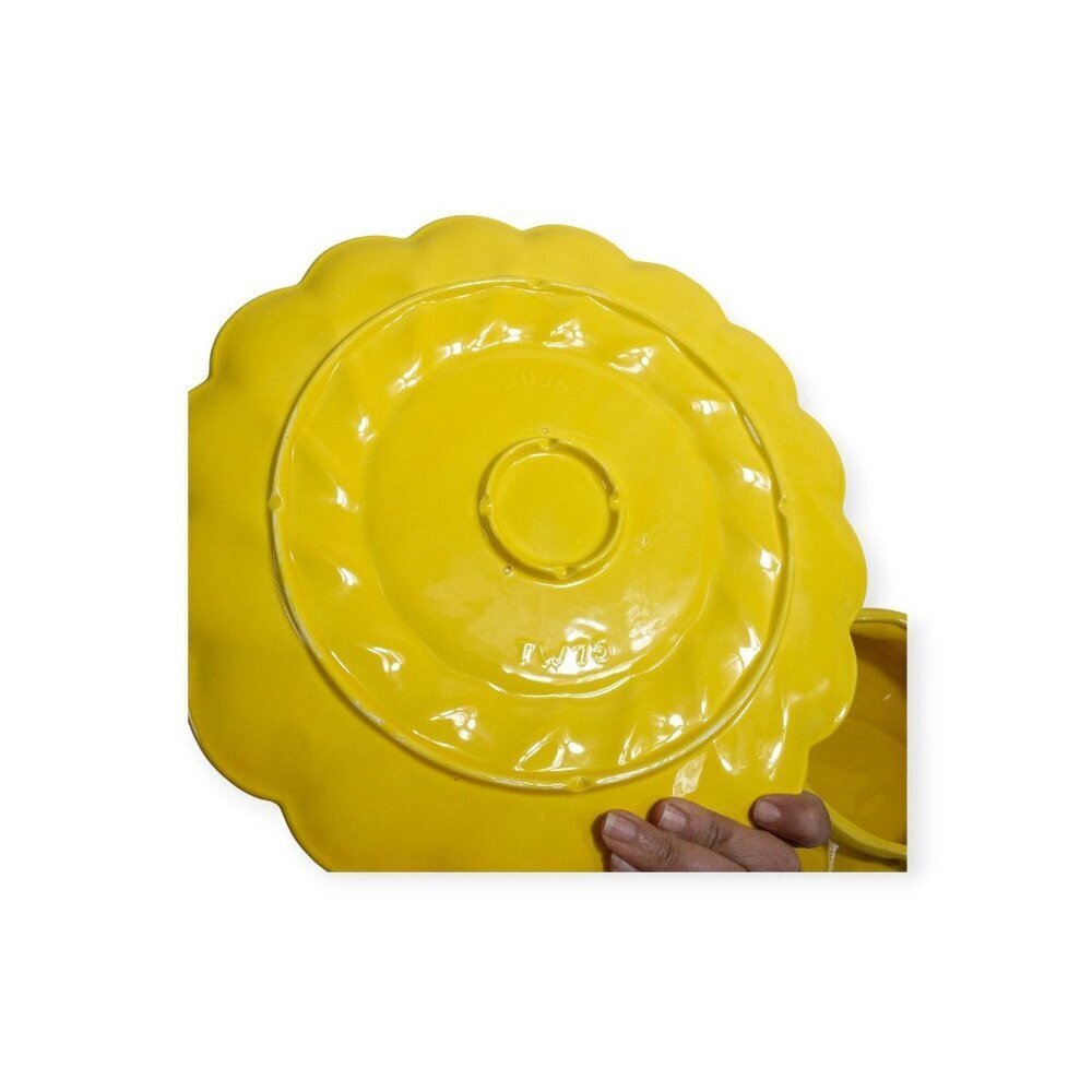 Vintage Sunshine Yellow Ceramic Tureen Set With Lid Matching Plate & Serving Spo - Picture 13 of 16
